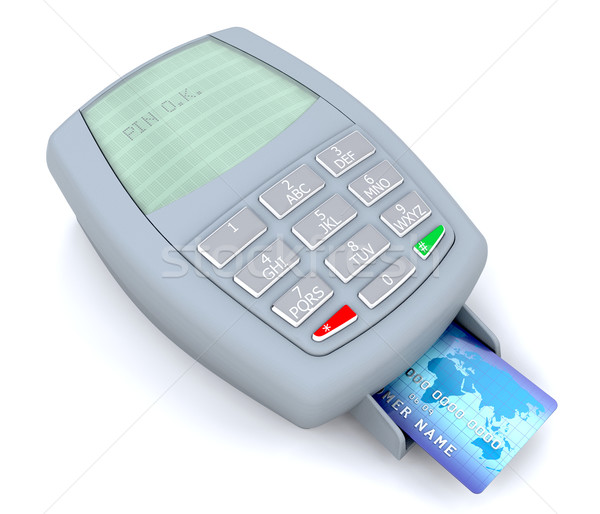 Kredi kartı işlem 3d render pin onay güvenlik Stok fotoğraf © kjpargeter