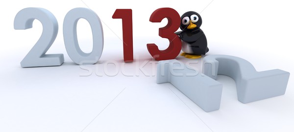 Glanzend pinguin karakter nieuwjaar 3d render vogel Stockfoto © kjpargeter