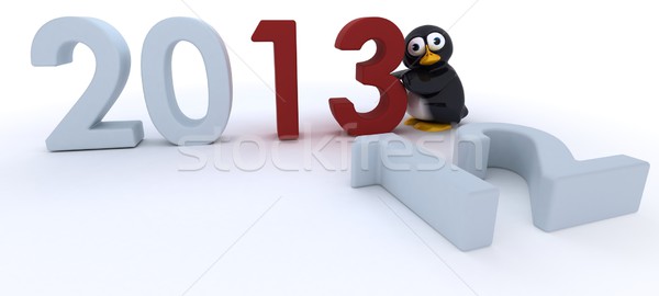 Foto d'archivio: Lucido · pinguino · carattere · capodanno · rendering · 3d · uccello