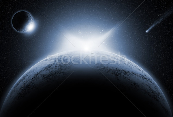 Space background with fictional planets Stock photo © kjpargeter