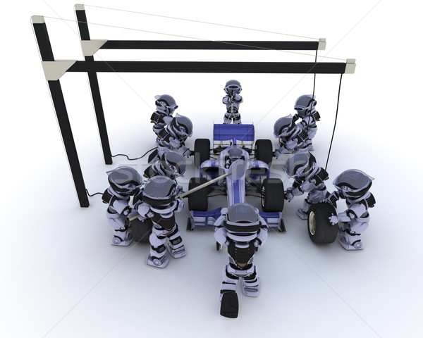 Wyścigowy stop 3d robot przyszłości wyścigu Zdjęcia stock © kjpargeter