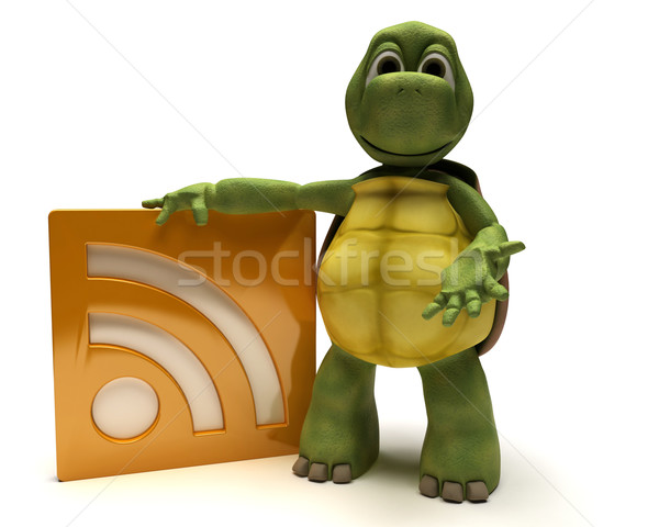 Stock photo: Tortoise with an rss symbol