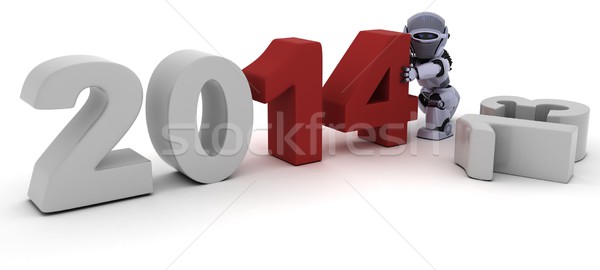 Robot bringing in the new year Stock photo © kjpargeter
