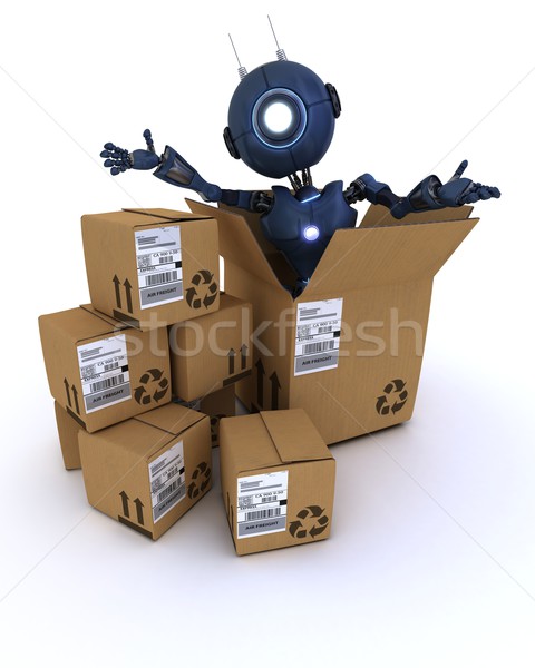 android with shipping boxes Stock photo © kjpargeter