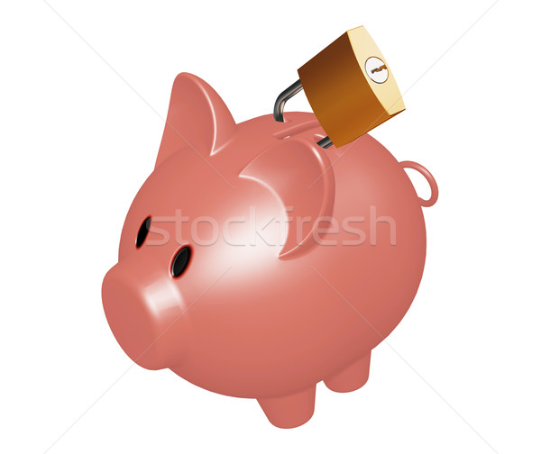 金融的保証 3dのレンダリング 貯金 南京錠 背景 豚 ストックフォト © kjpargeter