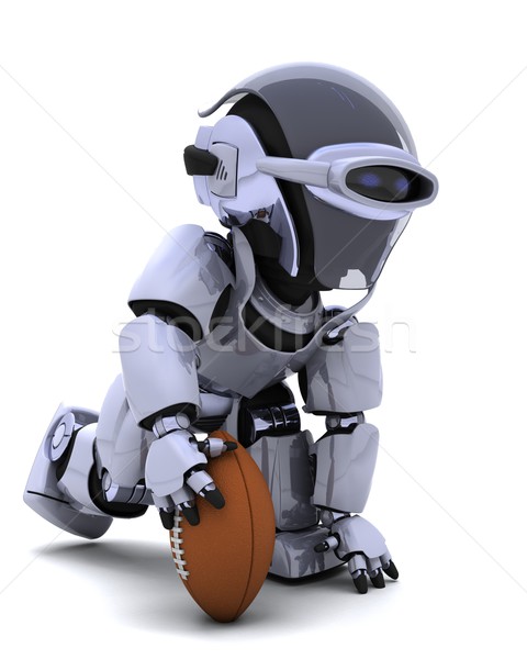 [[stock_photo]]: Robot · jouer · football · rendu · 3d · sport