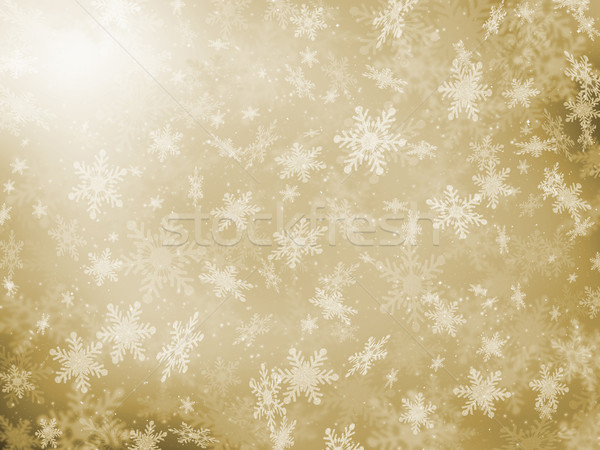 Zdjęcia stock: Złoty · płatki · śniegu · objętych · śniegu · star · zimno