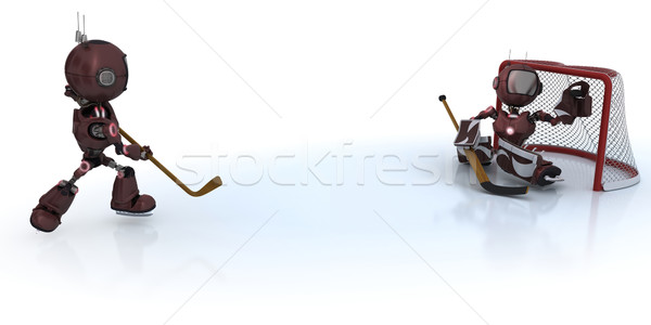 Androids playing ice hockey Stock photo © kjpargeter