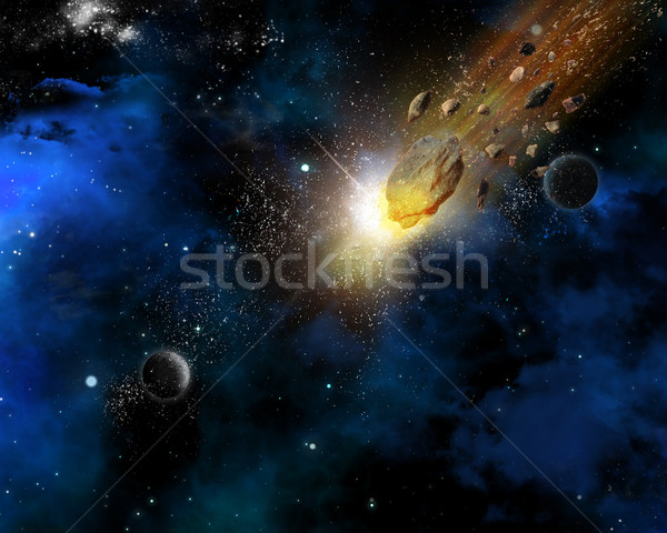 Space scene background with meteorites Stock photo © kjpargeter