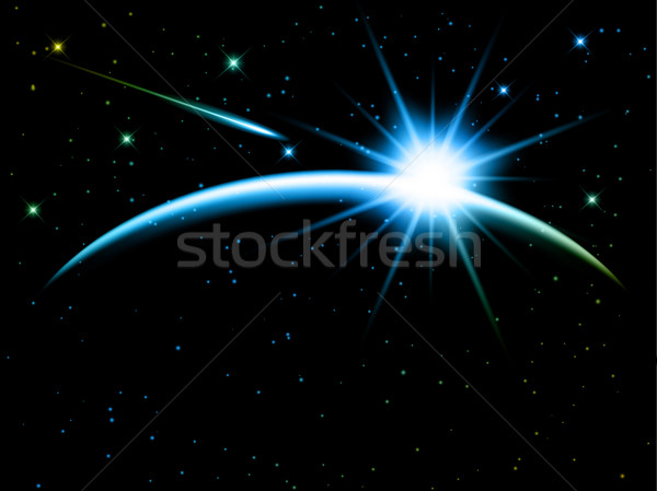 Nachthimmel Sternschnuppe Mond Sternen Nacht Stock foto © kjpargeter