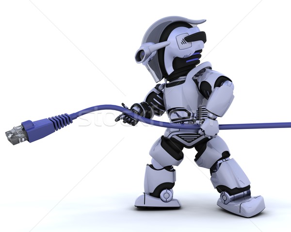 robot with RJ45 network cable Stock photo © kjpargeter