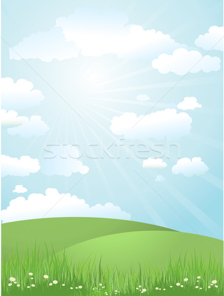 Paysage herbeux fleur printemps herbe [[stock_photo]] © kjpargeter