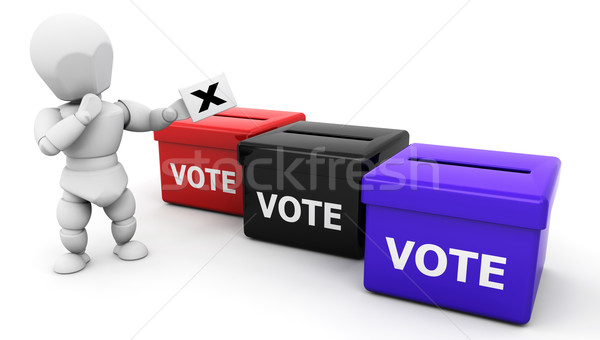 Entscheidung Zeit 3d render einer Abstimmung Frau Stock foto © kjpargeter