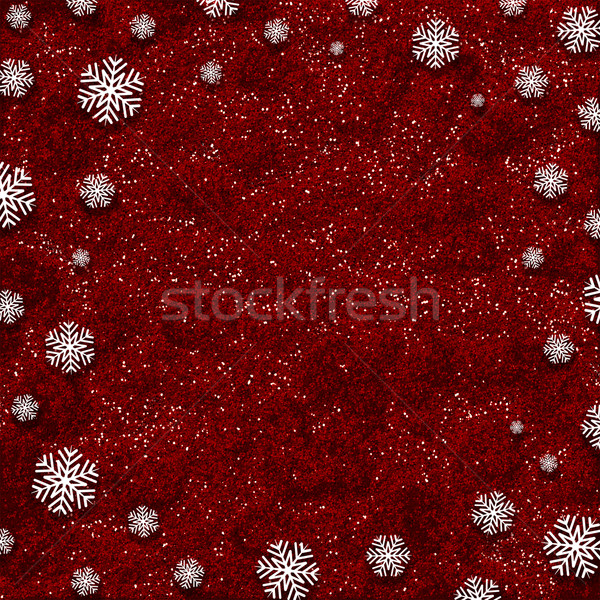 Snowflakes on red glitter background Stock photo © kjpargeter