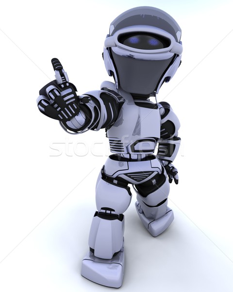 Cute robot cyborg rendu 3d [[stock_photo]] © kjpargeter