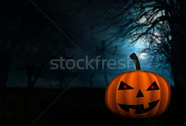 Stockfoto: Halloween · pompoen · 3d · render · hemel · natuur