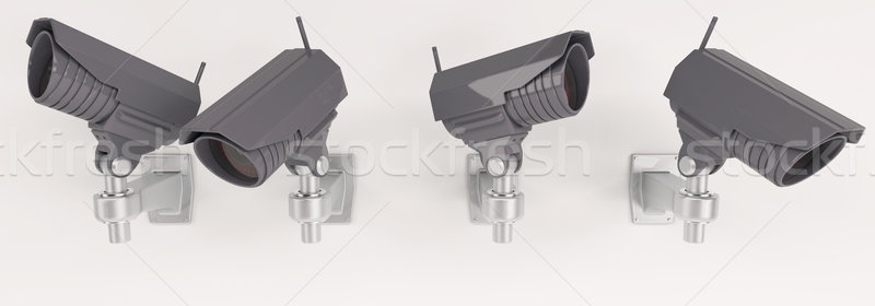 Cctv biztonsági kamera 3d render technológia biztonság bűnözés Stock fotó © kjpargeter