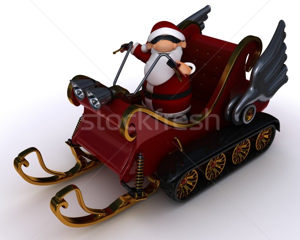 santa in a snowmobile sleigh Stock photo © kjpargeter