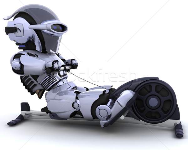 Canottaggio macchina rendering 3d robot uomo sport Foto d'archivio © kjpargeter