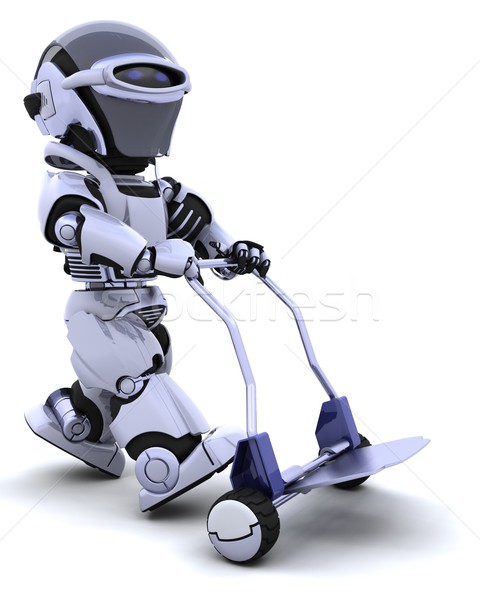 Cute robot cyborg rendu 3d [[stock_photo]] © kjpargeter