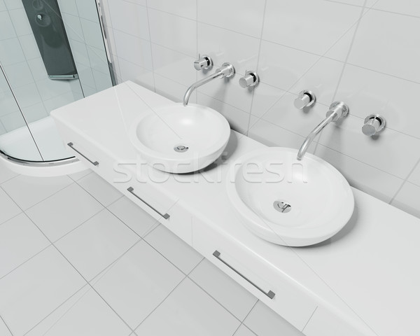 現代的 浴室 三維渲染 房間 淋浴 挖掘 商業照片 © kjpargeter