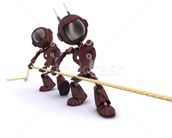 アンドロイド ロープ 3dのレンダリング 男 戦争 ストックフォト © kjpargeter