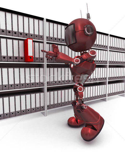 Android Dokumente 3d render Büro Roboter Informationen Stock foto © kjpargeter