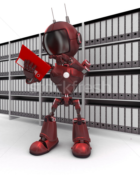 Android documents rendu 3d bureau robot informations [[stock_photo]] © kjpargeter