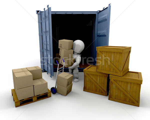 коробки 3d визуализации кто-то судно промышленных магазине Сток-фото © kjpargeter