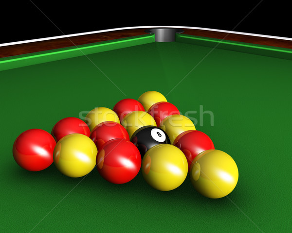 Pool Kugeln Tabelle 3d render Billardtisch Stock foto © kjpargeter