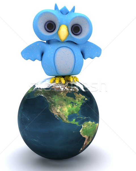 Aranyos kék madár karakter 3d render Stock fotó © kjpargeter