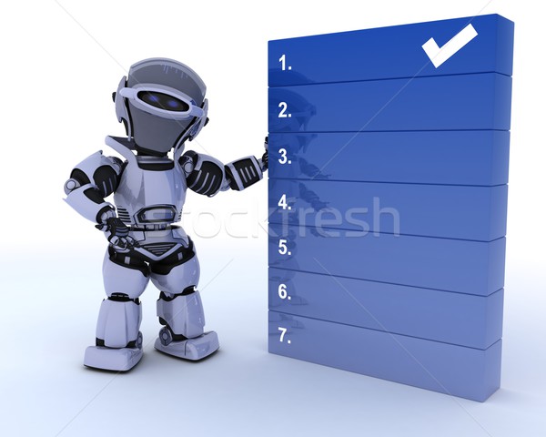 Robô para fazer a lista 3d render futuro eletrônica lista Foto stock © kjpargeter