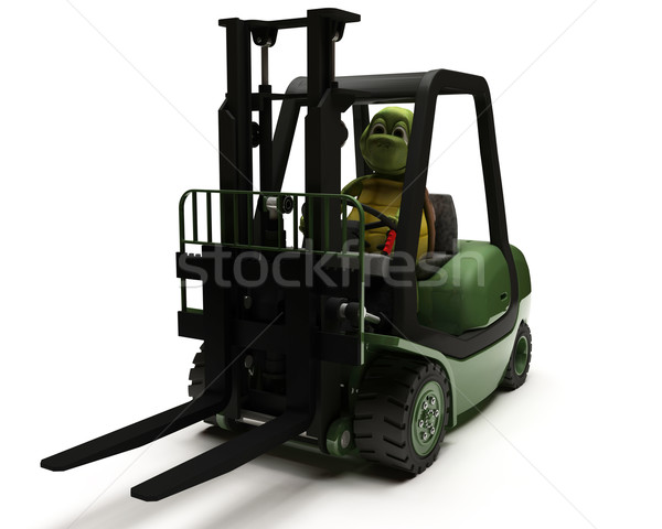Stock fotó: Teknősbéka · vezetés · targonca · teherautó · 3d · render · víz