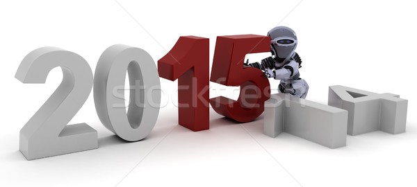 Robot bringing in the new year Stock photo © kjpargeter