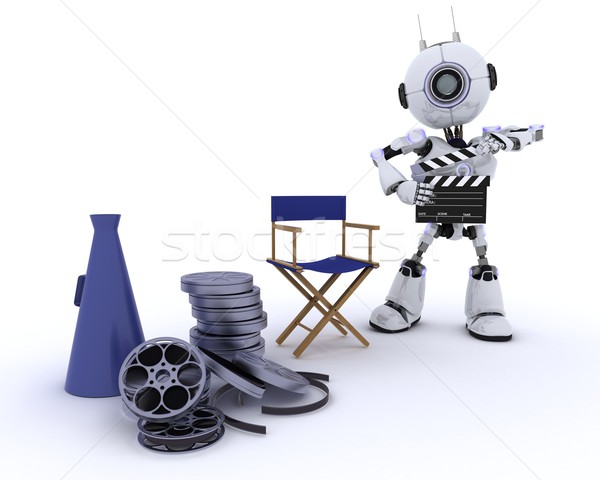 Robot krzesło megafon 3d człowiek kina Zdjęcia stock © kjpargeter