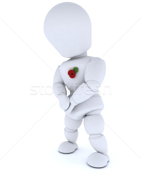 Stock photo: man with poppy in rememberance