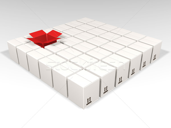 Individualitate una deschide roşu cutie multe Imagine de stoc © kjpargeter