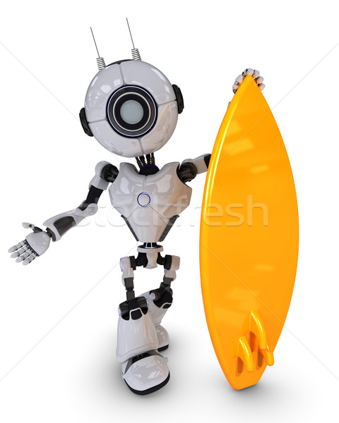 робота Surfer 3d визуализации пляж человека морем Сток-фото © kjpargeter