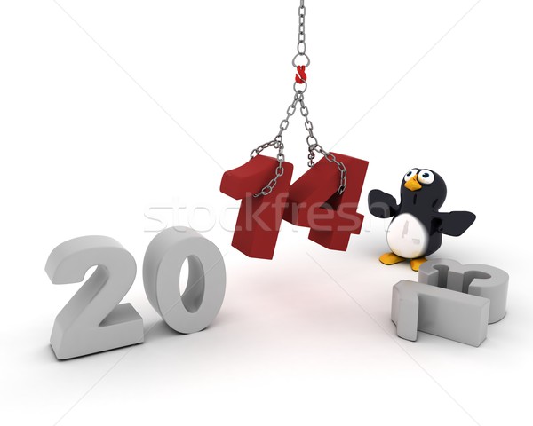 penguin character bringing in the new year Stock photo © kjpargeter