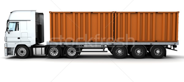 Container levering voertuig 3d render vrachtwagen reizen Stockfoto © kjpargeter