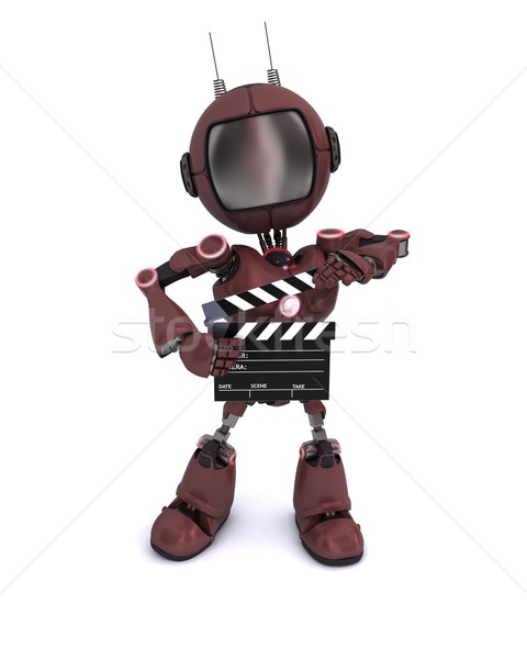 Android tahta 3d render adam film Stok fotoğraf © kjpargeter