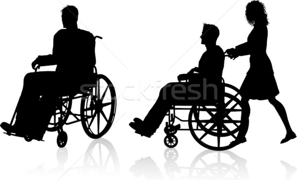 Man and woman with wheelchair Stock photo © kjpargeter