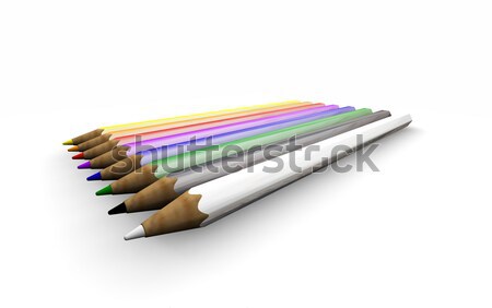 Ceruzák 3d render szín zsírkréták rajz izolált Stock fotó © kjpargeter