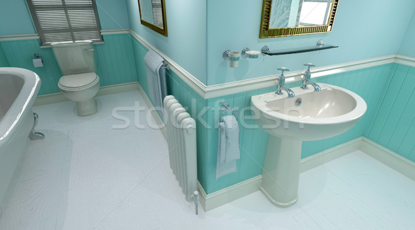 Contemporain salle de bain rendu 3d intérieur maison design [[stock_photo]] © kjpargeter