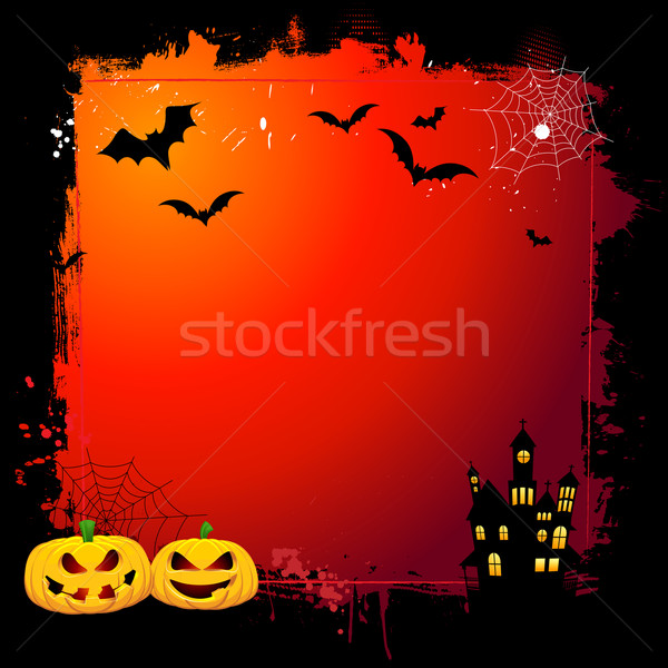 Grunge Halloween Kürbisse Haus Stock foto © kjpargeter