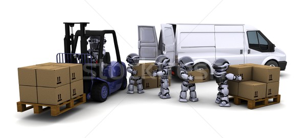 Robot jazdy Wyciąg ciężarówka 3d fabryki Zdjęcia stock © kjpargeter