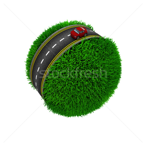 Stock photo: Road around a grassy globe