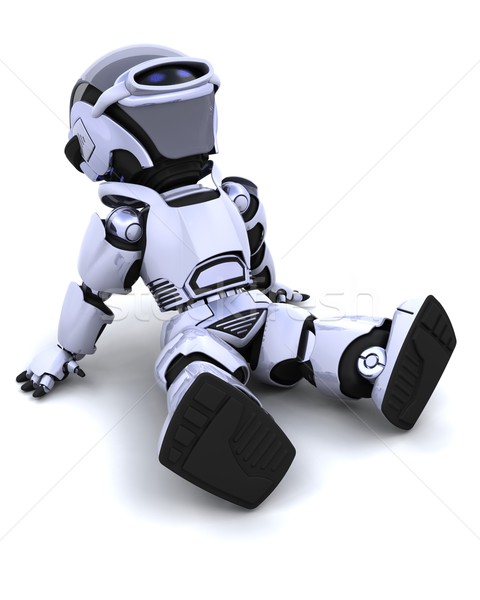 Robot ontspannen 3d render vergadering Maakt een reservekopie natuur Stockfoto © kjpargeter