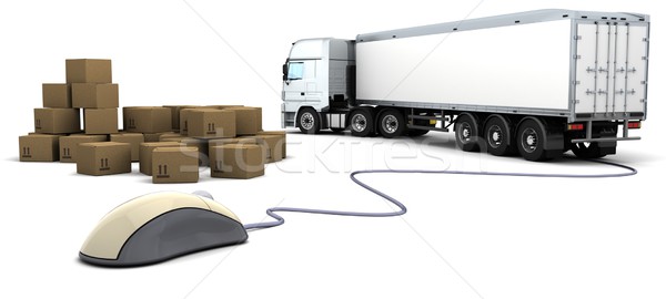 Online celu 3d ciężarówka przemysłu transportu Zdjęcia stock © kjpargeter