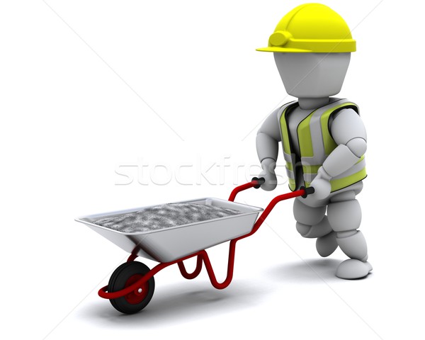 Builder with a wheel barrow carrying cement Stock photo © kjpargeter